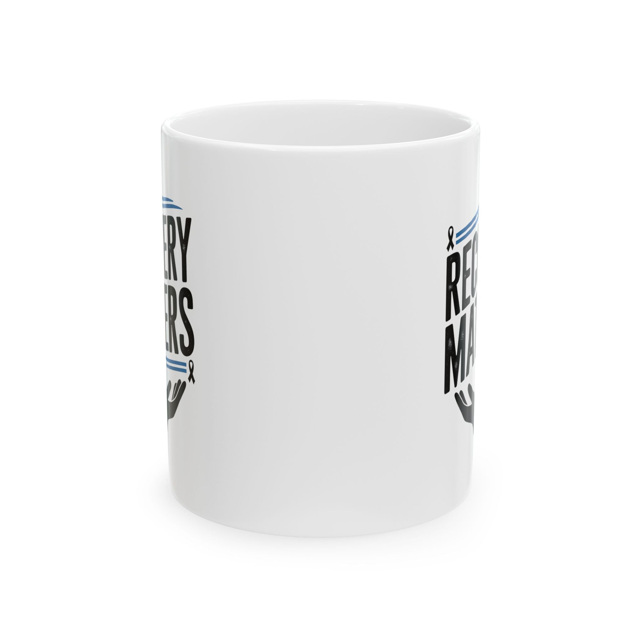 White Ceramic Mug - Recovery Matters for Sobriety Community