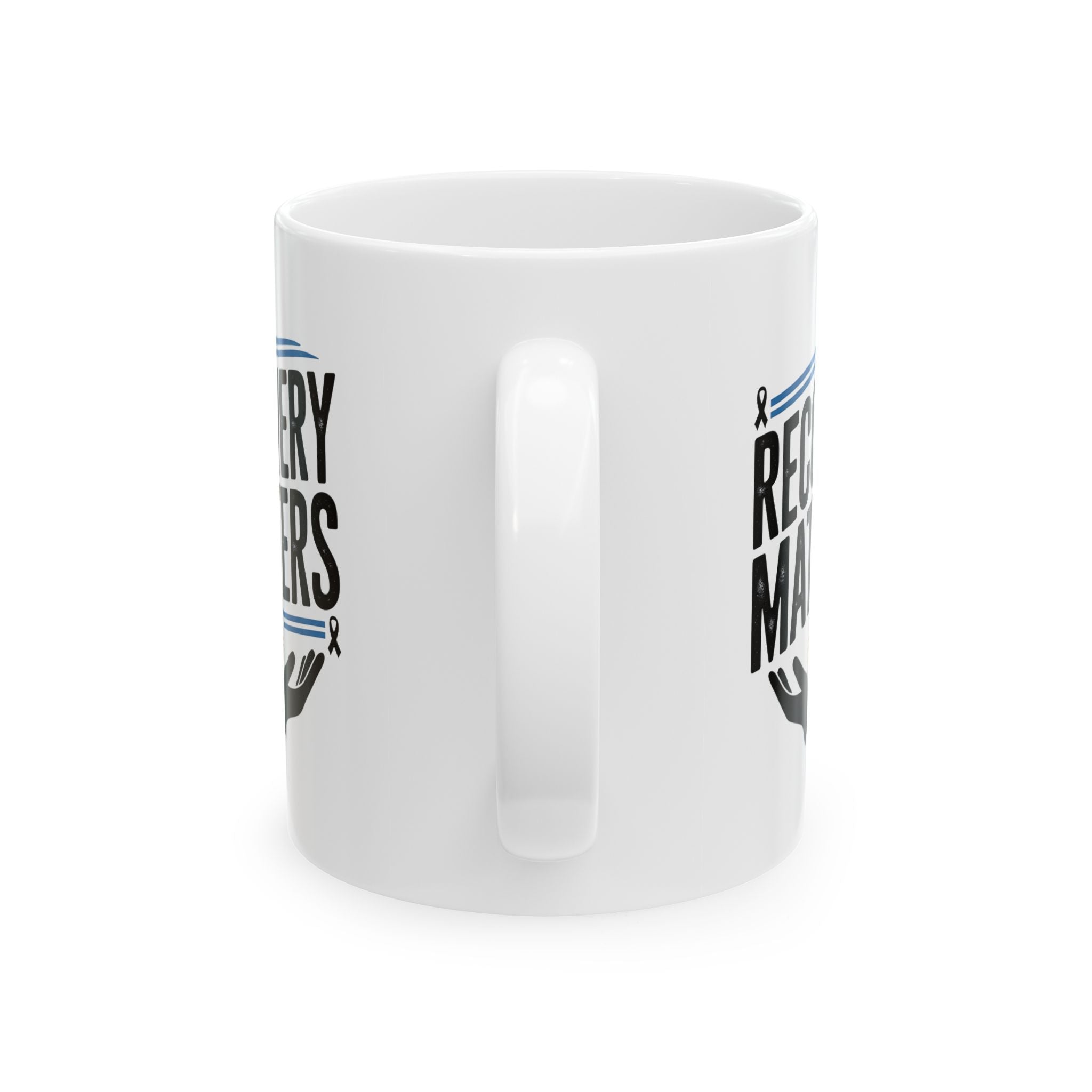 White Ceramic Mug - Recovery Matters for Sobriety Community