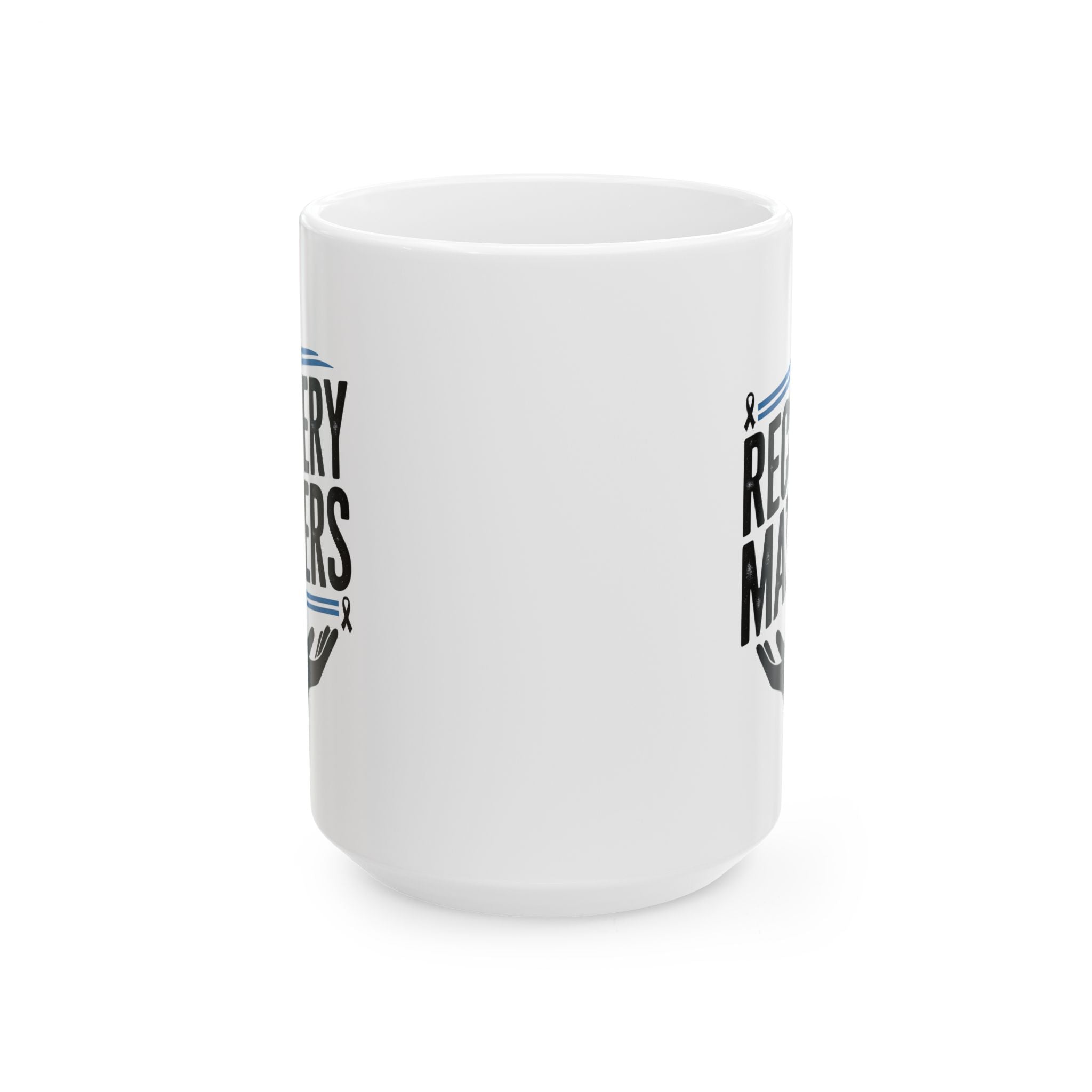 White Ceramic Mug - Recovery Matters for Sobriety Community