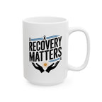 White Ceramic Mug - Recovery Matters for Sobriety Community